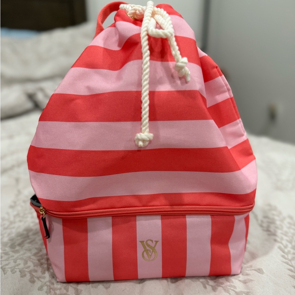 NWT Victoria's Secret Pink Striped Backpack Cooler